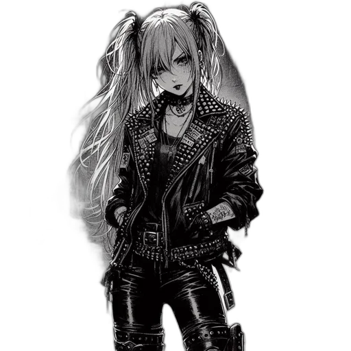 jacket, weapon, hair, cyberpunk transparent PNG cut-out