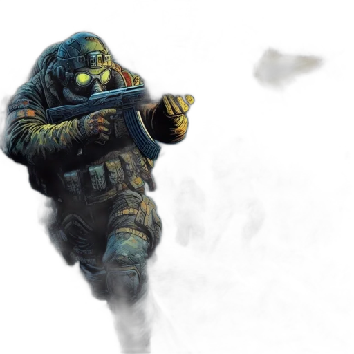 weapon, mask, jacket, concept art transparent PNG cut-out