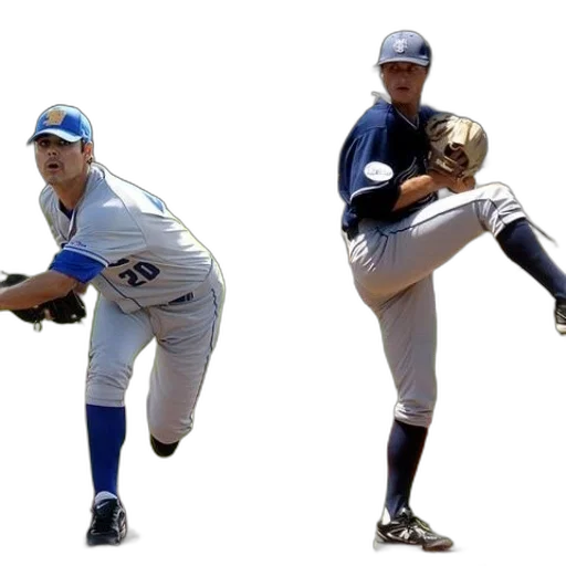 two, baseball, players, blue transparent PNG cut-out