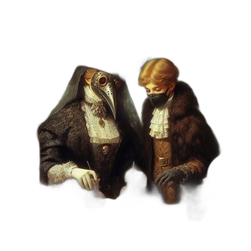 mask, jacket, concept art, oil painting transparent PNG cut-out