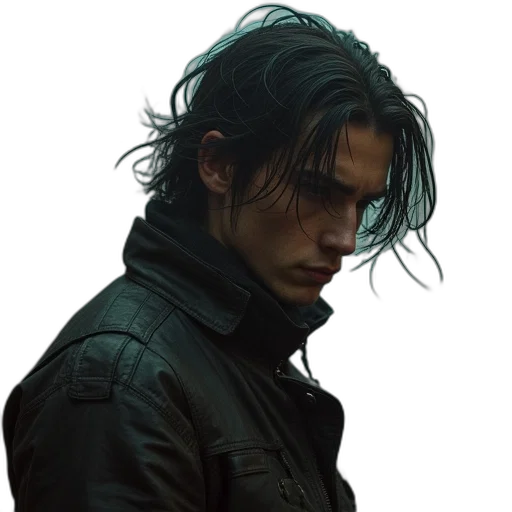jacket, hair, face, mask transparent PNG cut-out