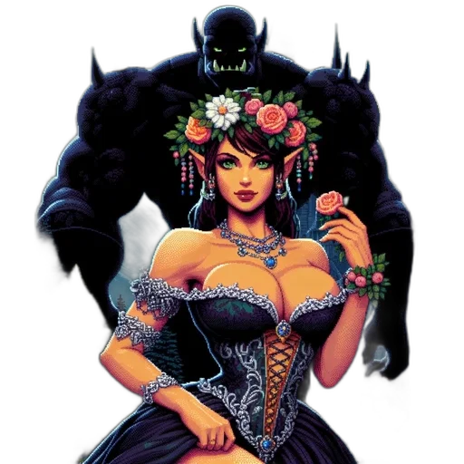 dress, jewelry, comic book art, fantasy art transparent PNG cut-out