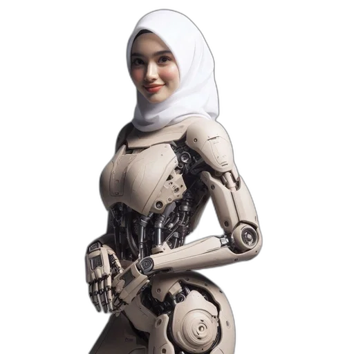 robot, dress, face, concept art transparent PNG cut-out
