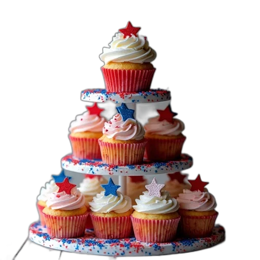food, 3d render, cupcake, tower transparent PNG cut-out