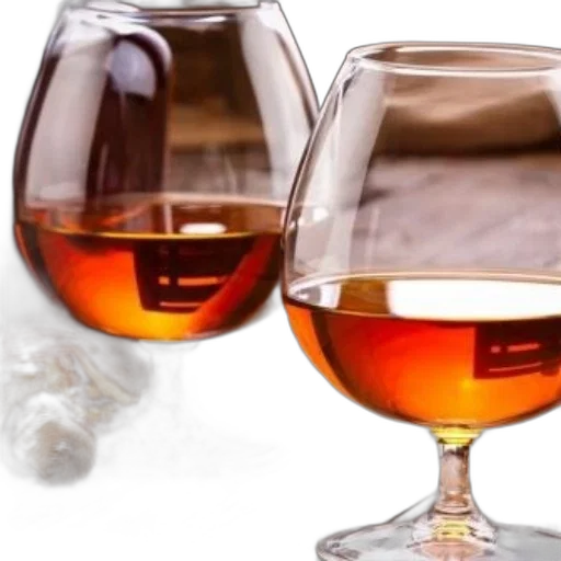 two, glasses, cognac, wooden transparent PNG cut-out