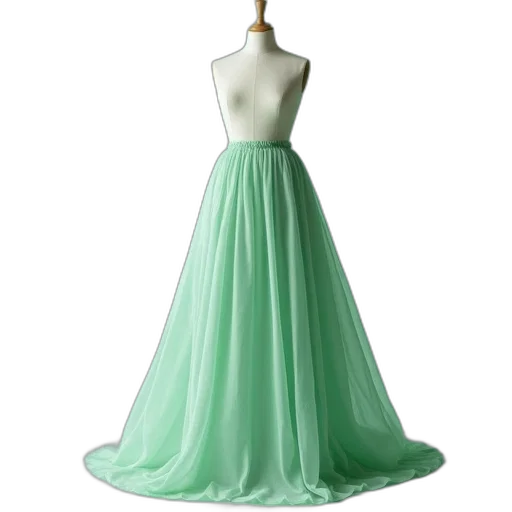dress, 3d render, green, pastel transparent PNG cut-out