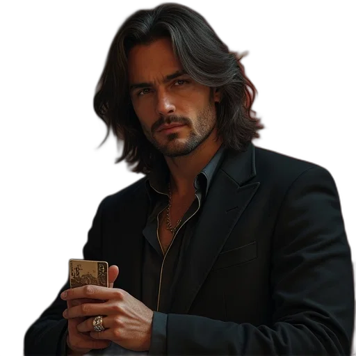 bottle, hair, jacket, staff transparent PNG cut-out
