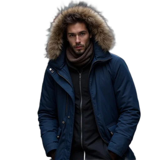 jacket, photorealistic, blue, north transparent PNG cut-out