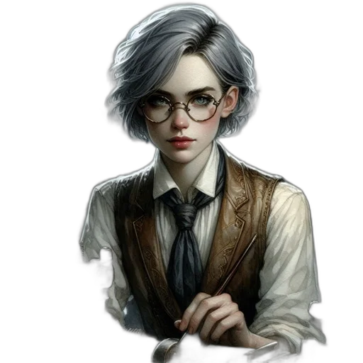 staff, face, jacket, fantasy art transparent PNG cut-out