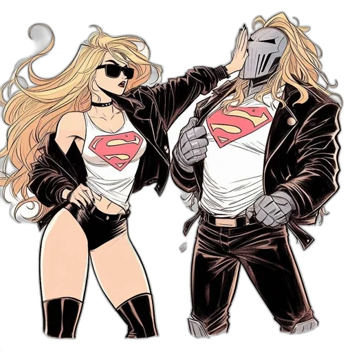 comic book art, concept art, cartoon, two transparent PNG cut-out