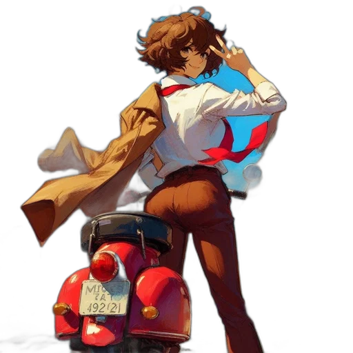 jacket, robot, staff, weapon transparent PNG cut-out
