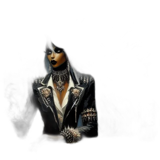 jewelry, jacket, mask, staff transparent PNG cut-out