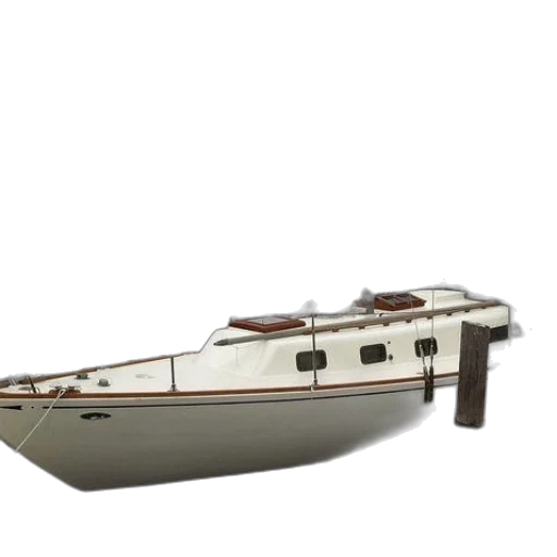 3d render, white, sailboat, docked transparent PNG cut-out