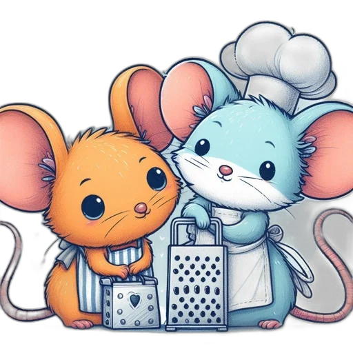 concept art, cartoon, watercolor, two transparent PNG cut-out