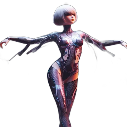 robot, concept art, 3d render, cyberpunk transparent PNG cut-out