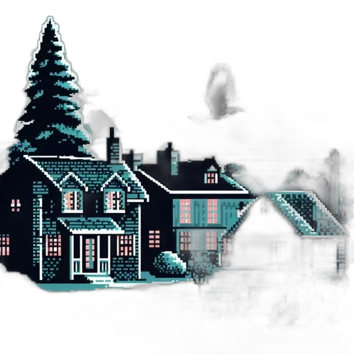 building, concept art, pixel art, 3d render transparent PNG cut-out