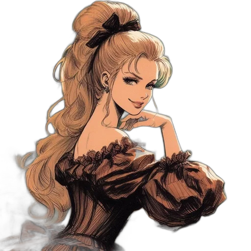 dress, hair, crown, cartoon transparent PNG cut-out