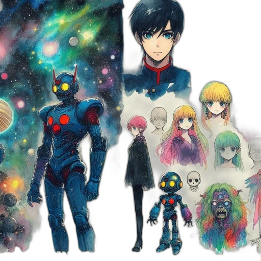 concept art, comic book art, anime, outer space transparent PNG cut-out