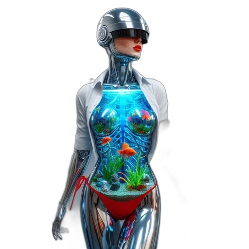 robot, dress, cyberpunk, concept art transparent PNG cut-out
