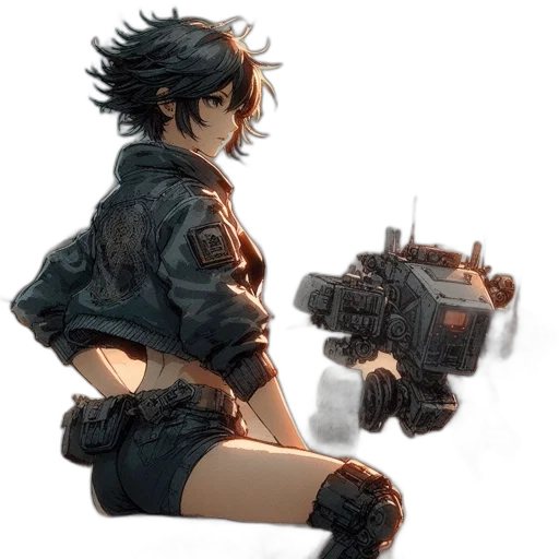 weapon, robot, jacket, sword transparent PNG cut-out