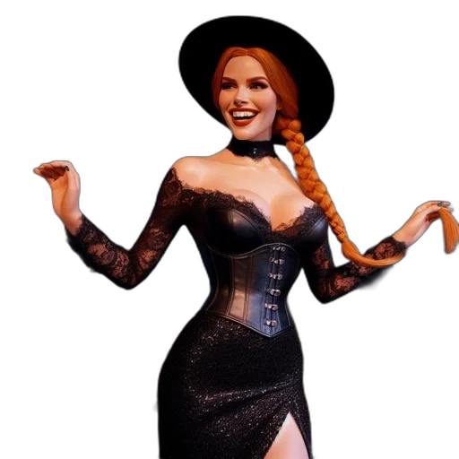 dress, hat, 3d render, concept art transparent PNG cut-out