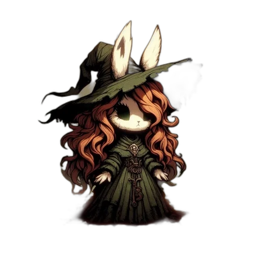 hat, staff, dress, creature transparent PNG cut-out