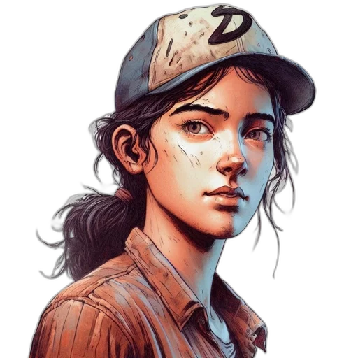 hat, face, jacket, comic book art transparent PNG cut-out
