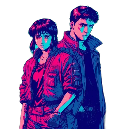 jacket, cyberpunk, comic book art, concept art transparent PNG cut-out
