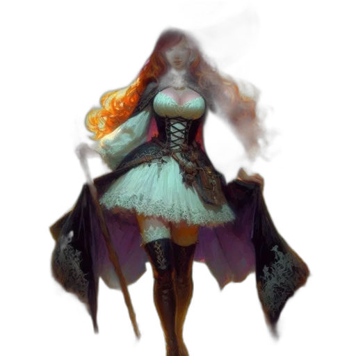 dress, staff, fantasy art, concept art transparent PNG cut-out