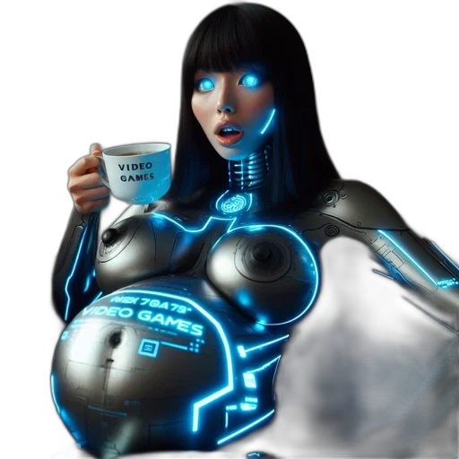 robot, 3d render, concept art, cyberpunk transparent PNG cut-out