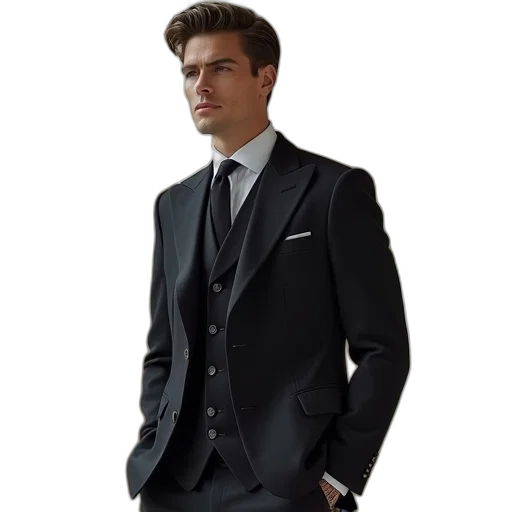 jacket, staff, photorealistic, dark transparent PNG cut-out