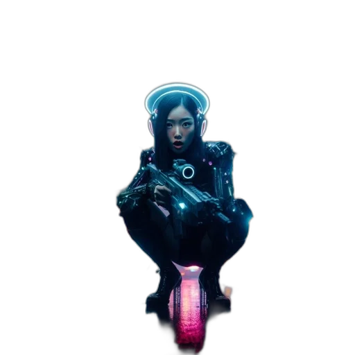 robot, weapon, staff, jacket transparent PNG cut-out