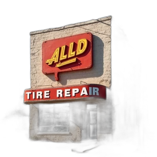 alld, tire, repair, sign transparent PNG cut-out