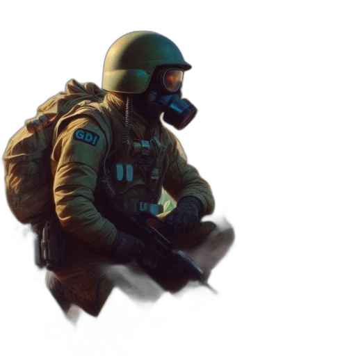 jacket, weapon, mask, staff transparent PNG cut-out