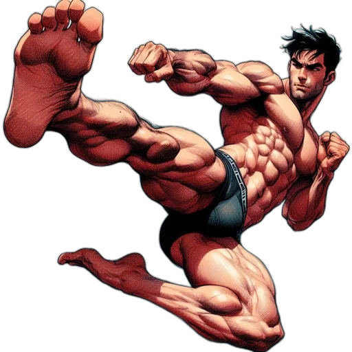 comic book art, concept art, cartoon, athletic transparent PNG cut-out