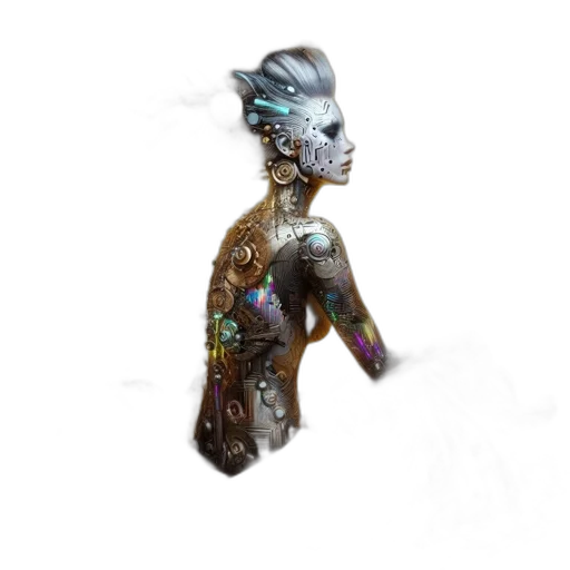 robot, jewelry, mask, staff transparent PNG cut-out