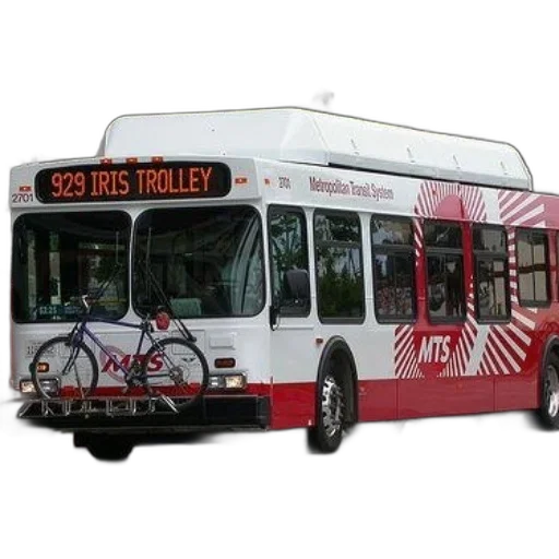 red, white, bus, number transparent PNG cut-out