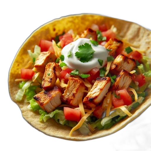 food, photorealistic, taco, features transparent PNG cut-out