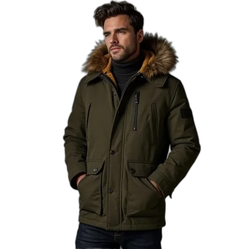jacket, men, waxed, cotton transparent PNG cut-out