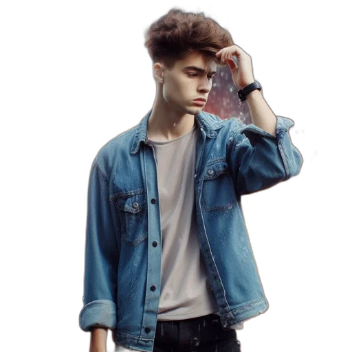 jacket, hair, face, creature transparent PNG cut-out