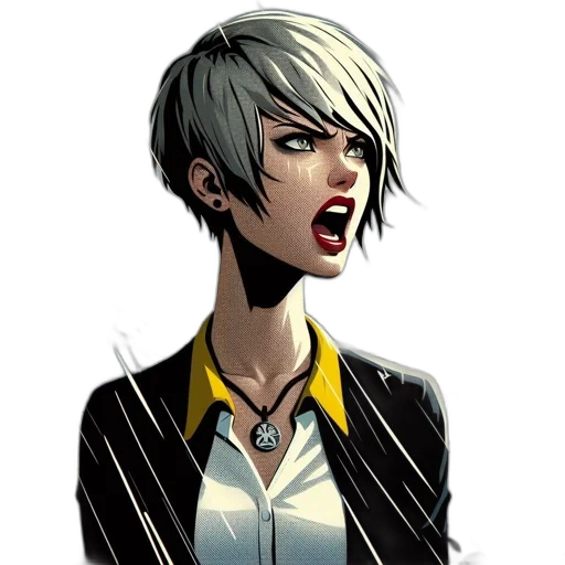staff, face, jacket, comic book art transparent PNG cut-out