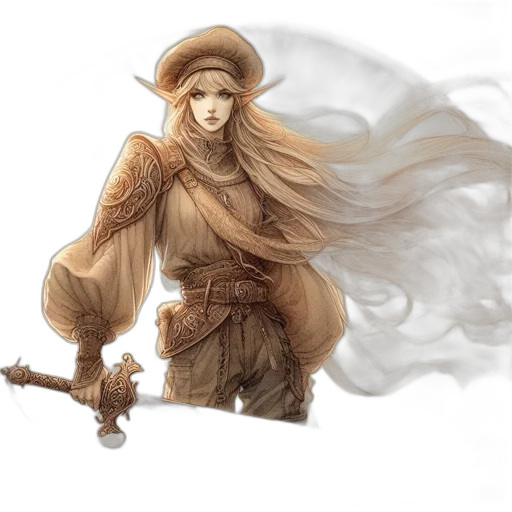 staff, sword, dragon, hair transparent PNG cut-out