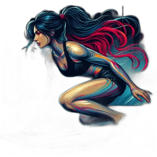 hair, dress, comic book art, fantasy art transparent PNG cut-out