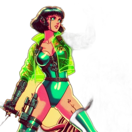 weapon, jacket, comic book art, concept art transparent PNG cut-out
