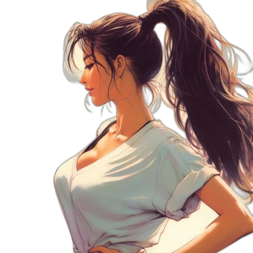 dress, face, hair, oil painting transparent PNG cut-out