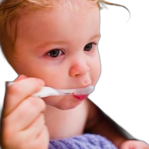 photorealistic, baby, being, fed transparent PNG cut-out