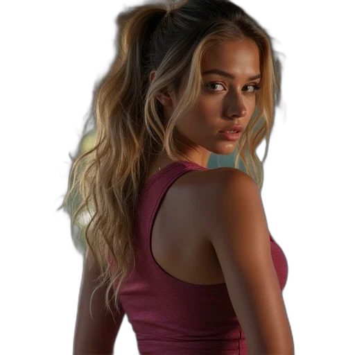 dress, hair, face, staff transparent PNG cut-out
