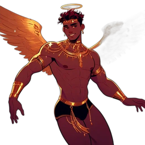 concept art, comic book art, fantasy art, golden transparent PNG cut-out