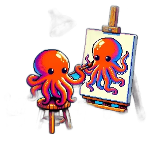 creature, concept art, watercolor, pixel art transparent PNG cut-out