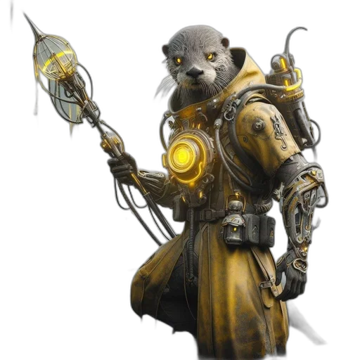 robot, staff, weapon, creature transparent PNG cut-out